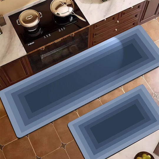SpitiBazaar Rectangular Kitchen Mat Waterproof with Anti-slip Underlay Blue 180x60εκ.