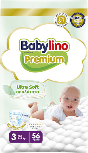 Babylino Tape Diapers Premium No. 3 for 4-9kg 56pcs