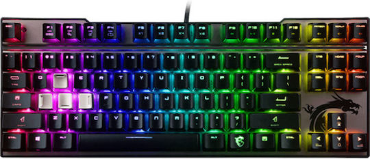 MSI Vigor GK70 Gaming Μηχανικό Πληκτρολόγιο Tenkeyless με Cherry MX Red διακόπτες και RGB φωτισμό (Αγγλικό US)