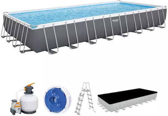 Bestway Πισίνα PVC 52.231lt με Μεταλλικό Σκελετό 956x488x132εκ. Γκρι