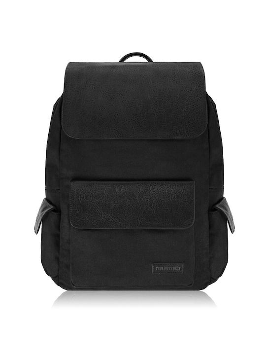Rucsac școlar pentru bărbați negru A4 laptop călătorie muncă vegan E-22-bl Rucsac școlar pentru bărbați negru A4 laptop călătorie muncă vegan E-22-bl
