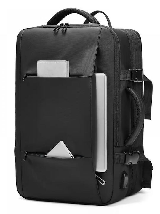 Minglu 17.3 Inch Laptop Backpack Bag Expandable 30-47l Usb Port Waterproof Ventilated Back Unisex Spacious Travel School Work Black
