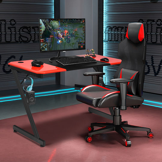 Γραφείο Gaming 120x60x76εκ. Κόκκινο Και Μαύρο