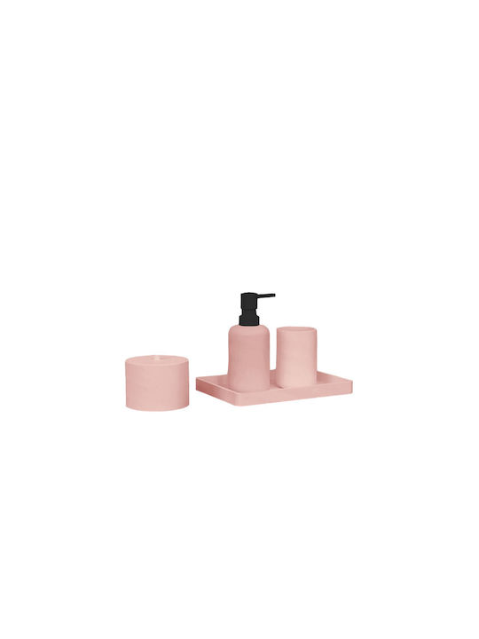 Inter Ceramic Bathroom Accessory Set Rose Icca 55663 Pink Holder Cup Soap Dispenser Box Freestanding Polyresin 23x20x18cm Matte Pink 4 Pieces Inter Ceramic Bathroom Accessory Set Rose Icca 55663 Pink Holder Cup Soap Dispenser Box Freestanding Polyresin 23x20x18cm Matte Pink 4 Pieces