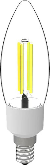 Wellio Λάμπα LED 2.5W για Ντουί E14 και Σχήμα C35 Φυσικό Λευκό 525lm