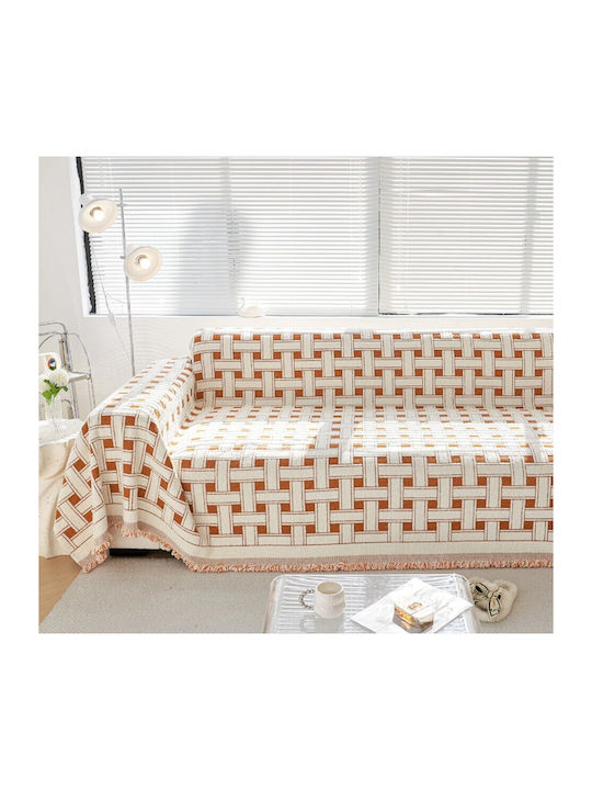 ForHome Cuverturi Pentru Canapea 2 Locuri Șenilă 180x240cm Portocalii