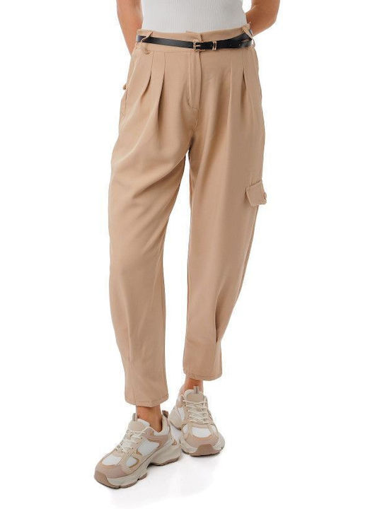 Beige Pleated Trousers