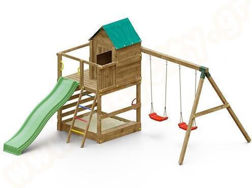 Holzturm Spielplatzspielzeug mit Rutsche Mehrfarbig