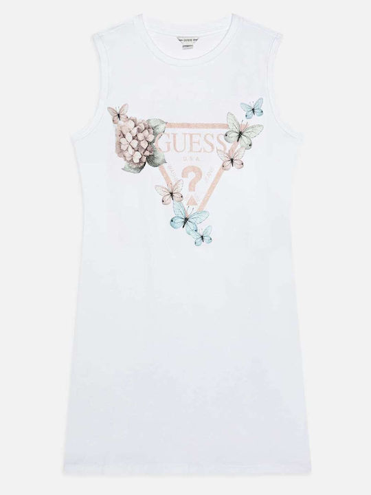 Guess Rochie Fete Fără Mâneci Albă