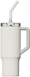 Xiaomi Thermo Mug Handled Tumbler Thermos Plastic 1lt White with Straw and Handle