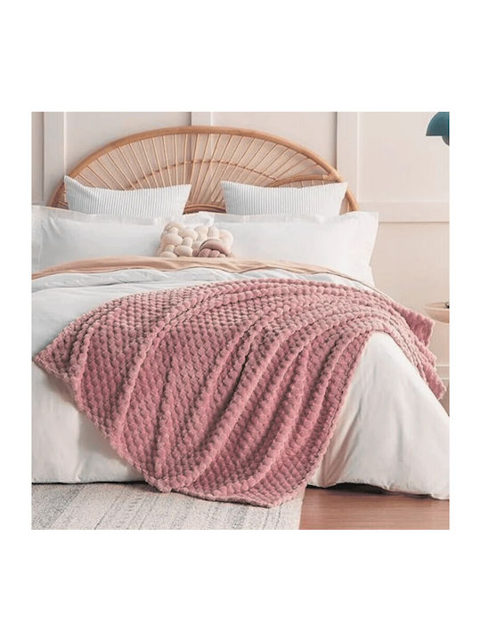 ForHome Κουβέρτα Fleece Μονή 160x220εκ. Ροζ