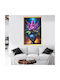 Tablou cu Ramă Aurie Design Pânză Flori Mov Vază Pietre Reliefate Tip Diamant 60.5x41x2.5cm