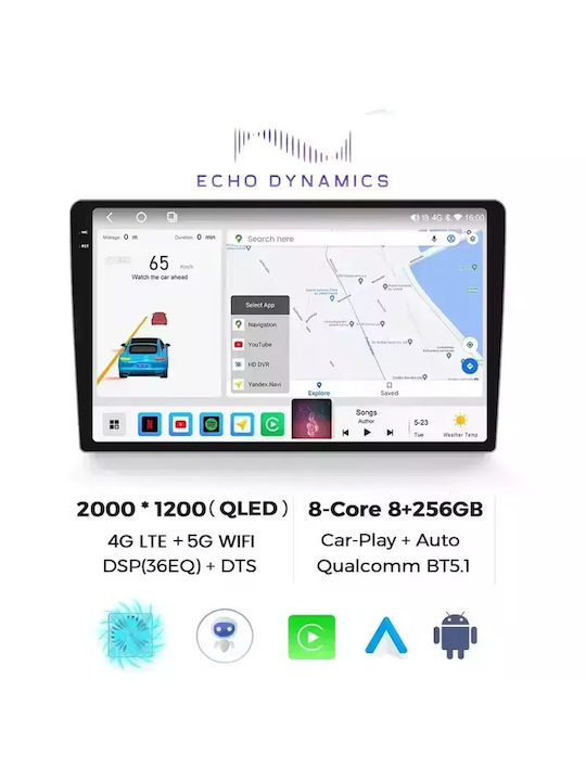 Echo Dynamics Auto-Audiosystem (Bluetooth/USB/AUX/WiFi/GPS/Apple-Carplay/Android-Auto) mit Touchscreen 10.36"