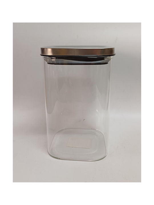 Karvounis Vase General Use with Lid Glass Transparent 1000ml