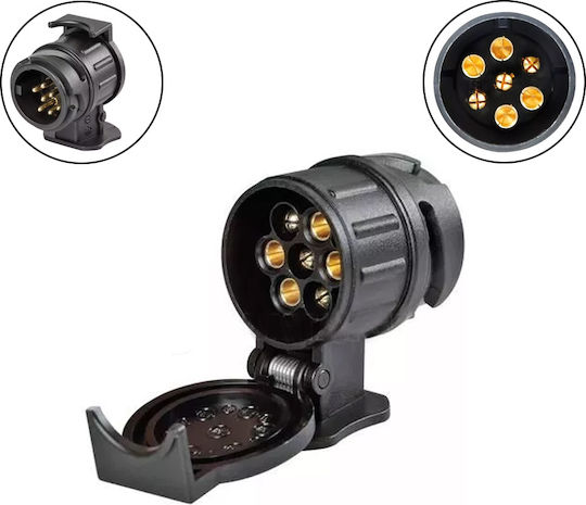 Adaptor Priză Cârlig Remorcare 12v 24v 7 Pin Negru