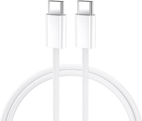 BWOO USB 2.0 Кабел USB-C Мъжки - USB-C 60W Захранване PD Бял 2м