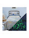 Lino Home Kids Duvet Cover Glow in the Dark Single Grey|Light Blue 160x220cm