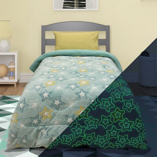 Lino Home Παιδικό Κουβερτοπάπλωμα Φωσφορίζον Μονό Μέντα 160x220εκ.