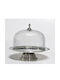 Karvounis Kuchenständer Metallisch mit Deckel & Fuß Silber 23x23x21.5cm