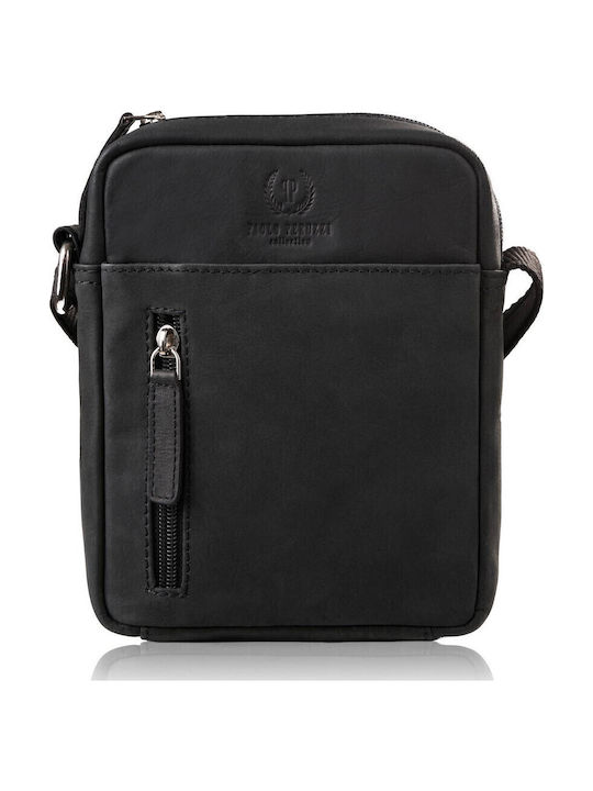 Leder Herrentasche Schulter / Crossbody Schwarz