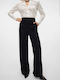 Damen Stoffhose in Breit Bein Stil Schwarz