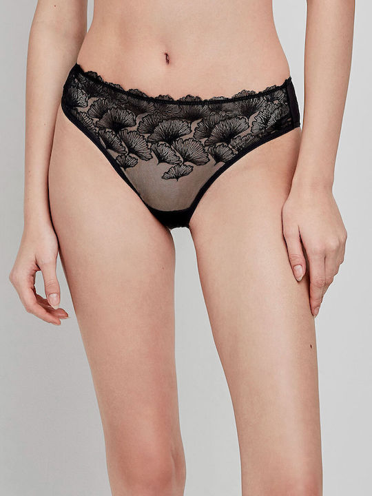 Damen Slip mit Spitze Black