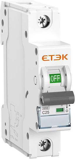 Întrerupător Automat Etek Ekm3-63-1c06 Miniatură 1x6A Tip C 6kA
