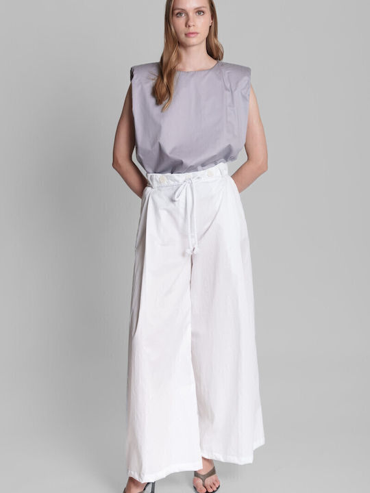 Collectiva Noir Pants Women's Fabric Trousers White