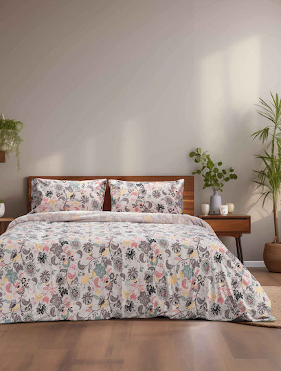 Madi Set Cearșafuri 240x260cm. Sprigs Gri 4buc