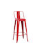 Hocker Bar mit Rückenlehne Metall Red 42x42x100cm