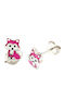 Kinder Silber Ohrringe 925° Emaille Katzen
