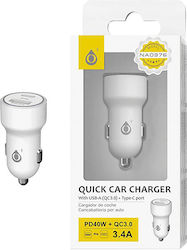 Moveteck Φορτιστής Αυτοκινήτου με Θύρες 1xUSB-A 1xType-C Moveteck Φορτιστής Αυτοκινήτου με Θύρες 1xUSB-A 1xType-C