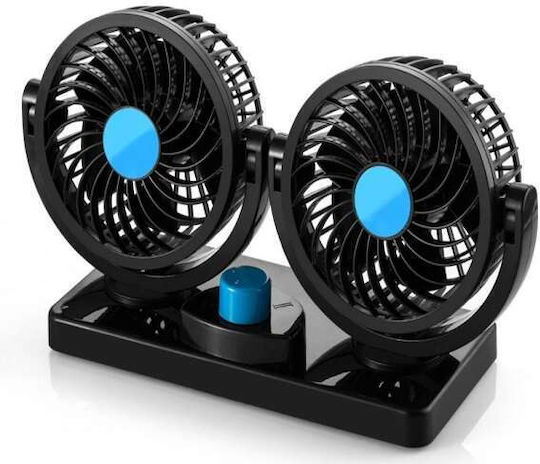 Doppellüfter für Autos, unabhängige Rotation 360° 12V XW-53 Schwarz-Blau