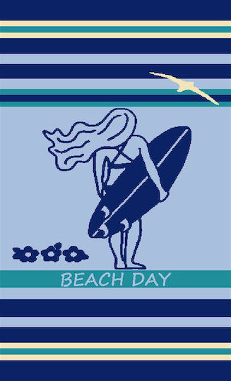 Dimcol Egyptian Jacquard 420 Cotton Light Blue Beach Towel 165x87cm
