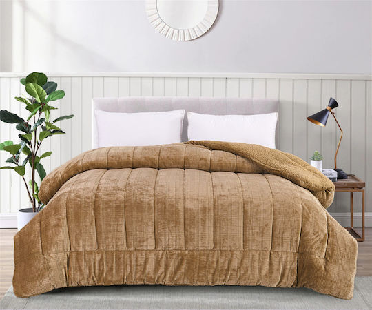 Liolios Home Κουβερτοπάπλωμα Υπέρδιπλο 220x240εκ. Square Gold