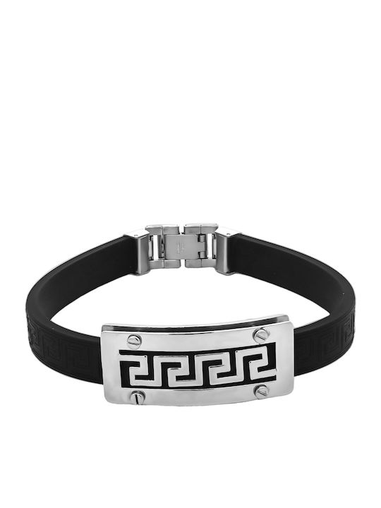 Herrenarmband Edelstahl Gummi & Griechischer Schlüssel 24 cm Tribute 0230270701