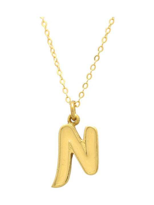 Goldjewels Κολιέ Μονόγραμμα "Ν" από Επιχρυσωμένο Ασήμι