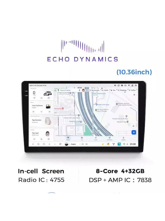 Echo Dynamics Автомобилна Аудио Система (Блутут/USB/WiFi/GPS/Apple-Carplay/Android-Auto) с Тъчскрийн 10.36"