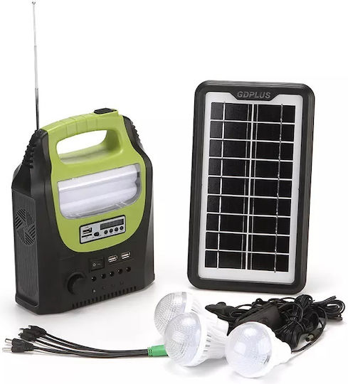 Sistem de Iluminat Solar + Încărcare Difuzor USB SD MP3 Player Radio FM Panou Solar Baterie Lanternă + Lampă 3 Becuri LED
