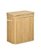 HomCom Laundry Basket Bamboo Collapsible 90lt with Cap White