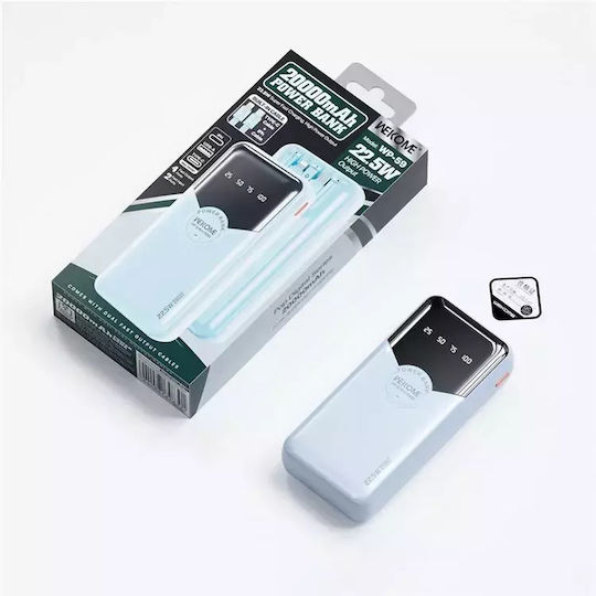 WK WP-59 Power Bank 10000mAh 22.5W cu Port USB-A și Port USB-C Albastru