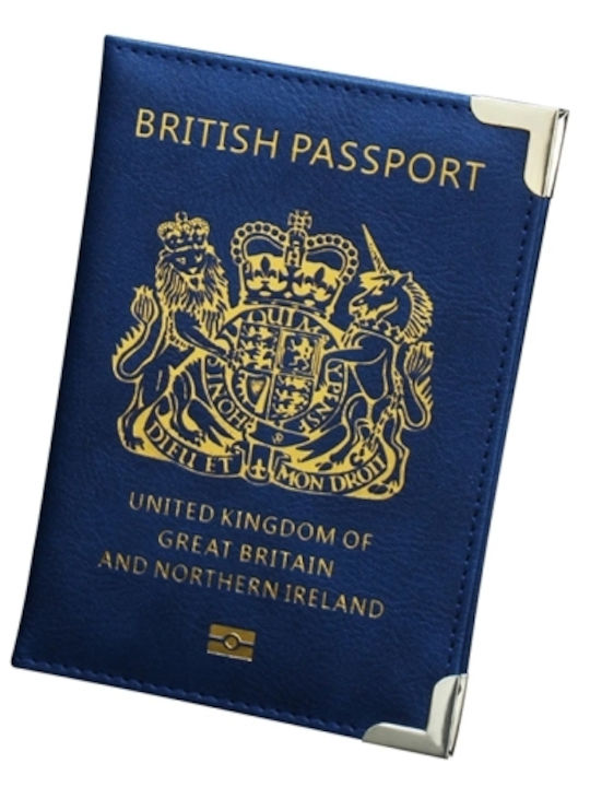 Britischer Reisepasshülle Leder Metall Schutzcover Dunkelblau