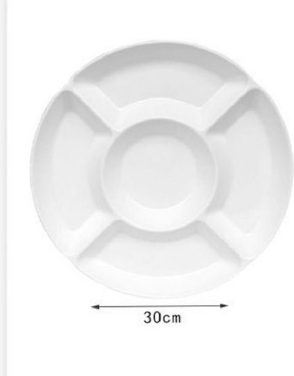 SDS Ceramic Dessert Divided Serving Plate with 4 Slots White Ø30.48cm