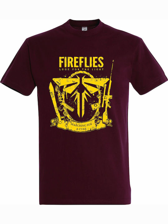 Unisex T-Shirt "Fireflies Last Us" Burgunderrot