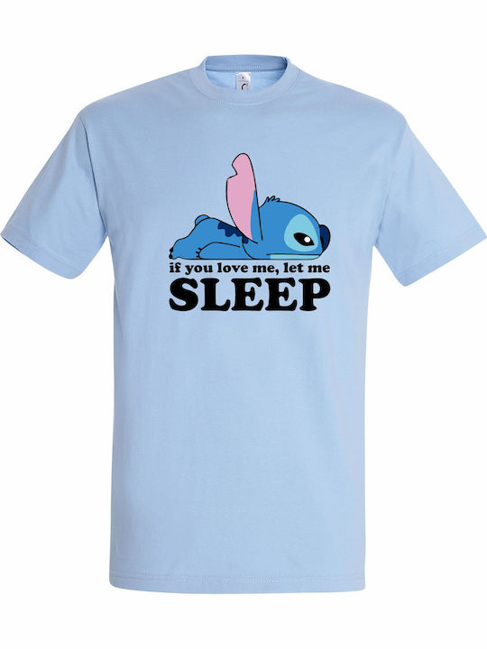 Kids' T-shirt Sky Blue Stitch, If You Love Me L...