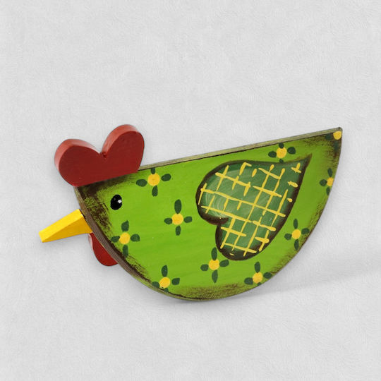 Wooden Decorative Hen “full Diamonds” Green 14.5cm X 9cm X 5cm