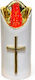 Elektrische Kerze Weiß Goldenes Kreuz & Rote Flamme Cortina 5*12,5cm Inklusive 2 AA-Batterien