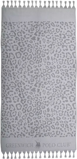 Greenwich Polo Club Beach Towel Pareo Cotton Grey with Fringes 170x90cm