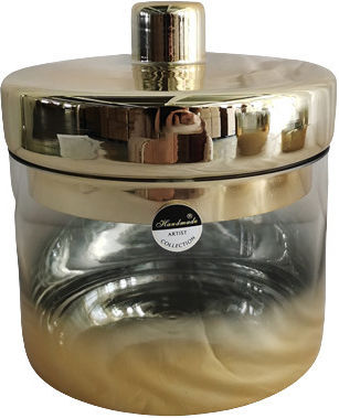 Decorative Glass Jar Transparent Gold 15x15x16cm