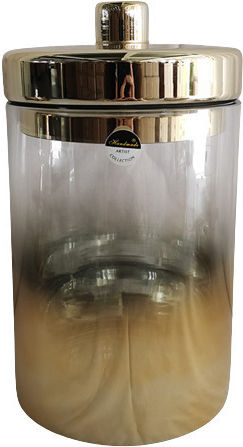 Decorative Glass Jar Transparent Gold 15x15x26cm
